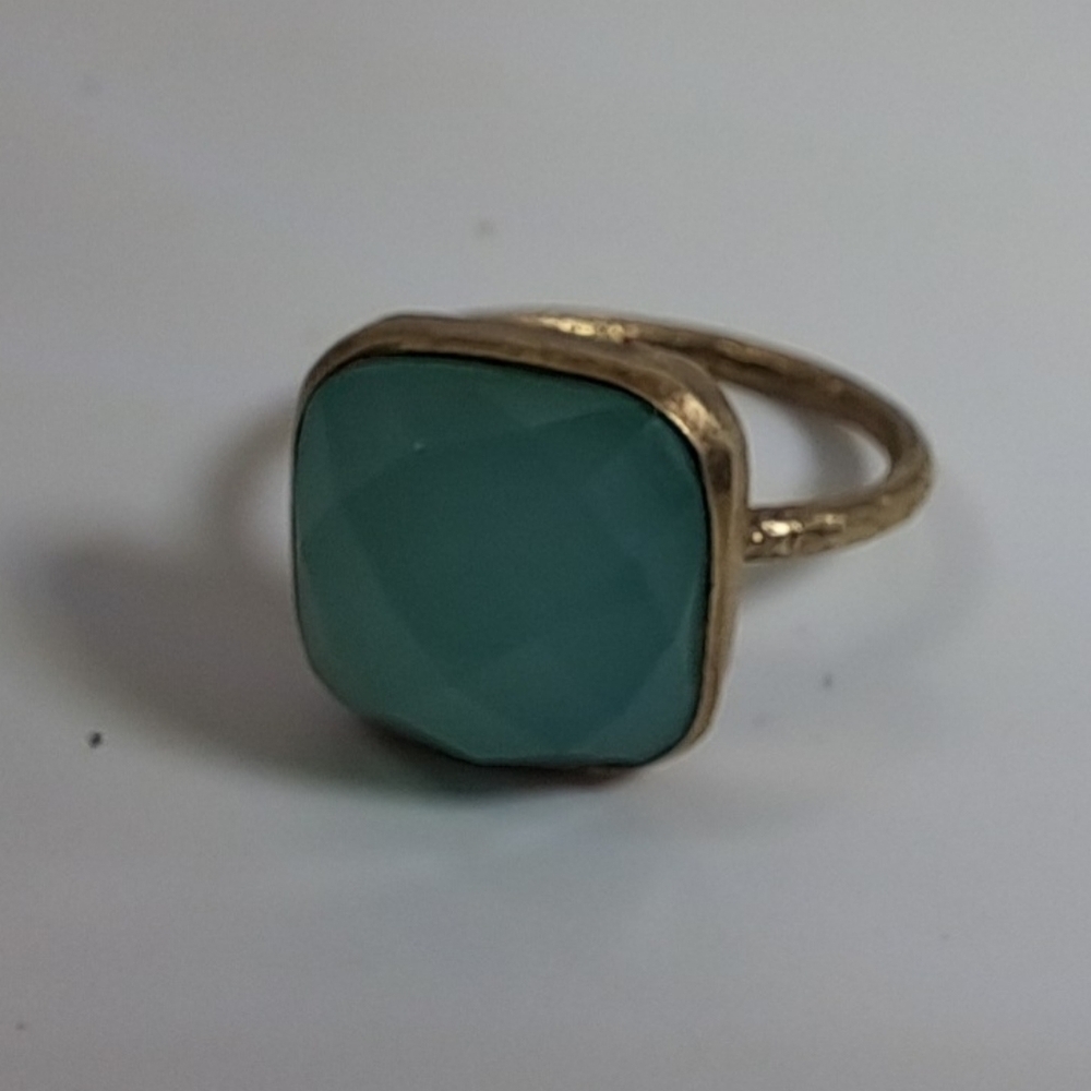 Vintage 925 Sterling Silver Chalcedony Gemstone Ring With Gold Vermeil Size 6 - Picture 7 of 11